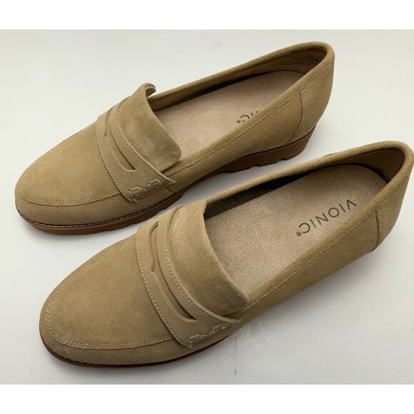 Vionic Cheryl II Sand Slip-On Suede Loafers, Women's Size 8 Wide - Picture 2 of 11